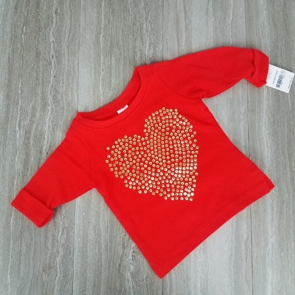 NEW Carters Baby Girl 6m Embellished heart Lightweight Sweater Sequined Heart